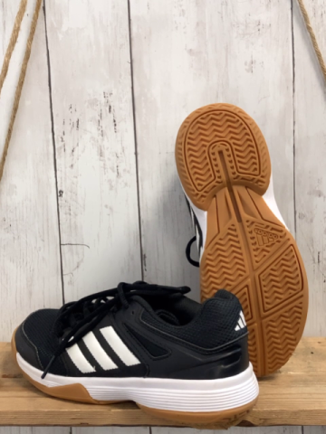 neu Adidas  Schuhe  Gr. 36 2/3   schwarz weiße Sohle + Streifen Speedcourt k