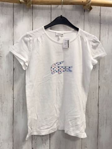 Lacoste  T-Shirt  Gr. 146/152  weiß Krokodil mit bunten Punkten 