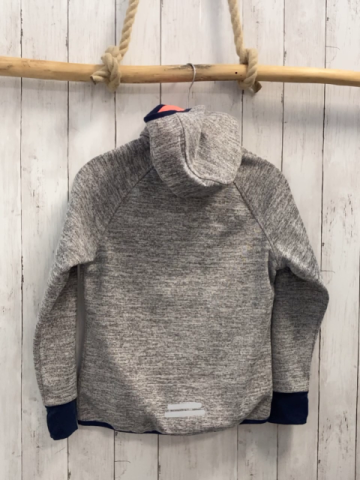   Jacke  Gr. 146/152  hellgrau meliert Kapuze blauer Bund 