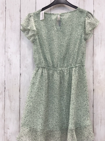   Kleid  Gr. 152  mint hellgrüne Blumen graue Blätter 