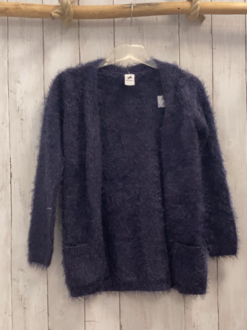   Strickjacke Gr. 146/152  blau flusig goldene Fäden 
