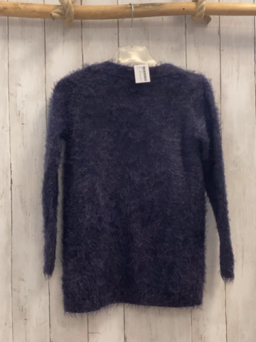   Strickjacke Gr. 146/152  blau flusig goldene Fäden 