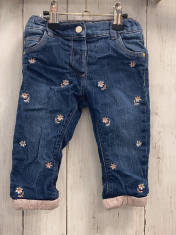   Hose   Gr. 80  blau Jeans gefüttert gestickteBlumen 