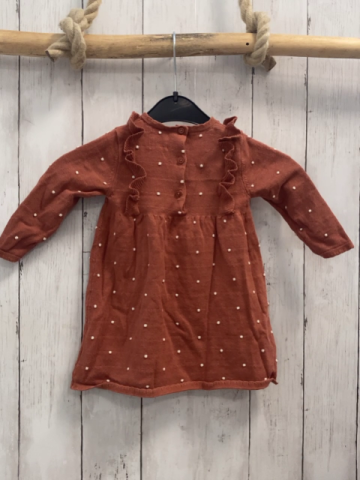   Kleid  Gr. 74  rost Strick Rüschen weiße Punkte 