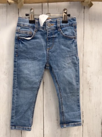 Zara  Hose  Gr. 86  blau Jeans orange Nähte Bund verstellbar 
