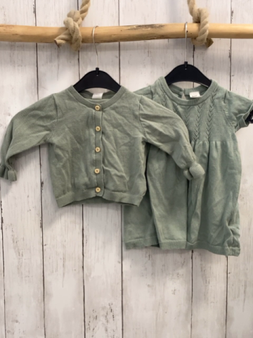 2tlg H&M  Kleid + Strickjacke  Gr. 68  kiwi Strick 