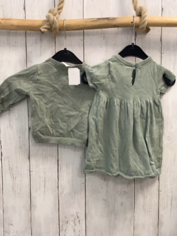 2tlg H&M  Kleid + Strickjacke  Gr. 68  kiwi Strick 