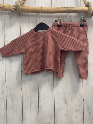 2tlg Zara  Pullover + Leggings  Gr. 68  rostrot Strick Zöpfe 