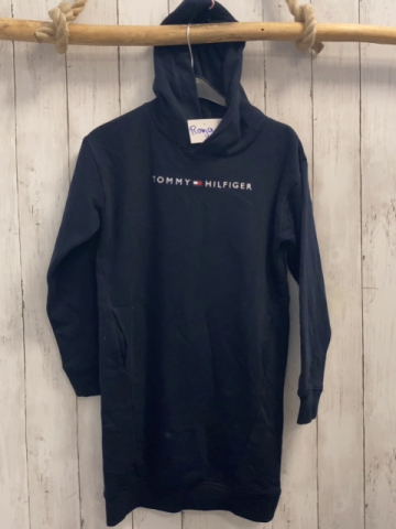 neu Tommy Hilfiger  Kleid  Gr. 140  blau Kapuze weiße Schrft + buntes Label 