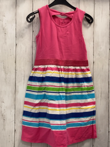 Waikiki  Kleid  Gr. 140  pink Oberteil weiß hellblau blau pink gelb gestreifter Rock 