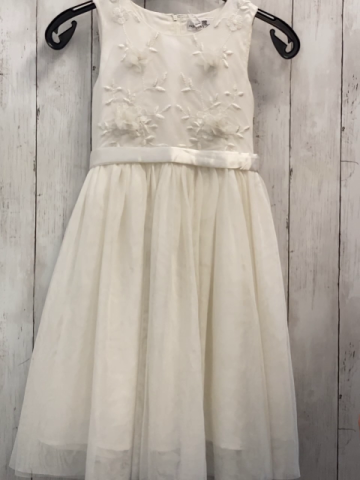 neu Happy Girls  Kleid  Gr. 128  weiß zweilagig Blumenstickerei Tüllüberrck 