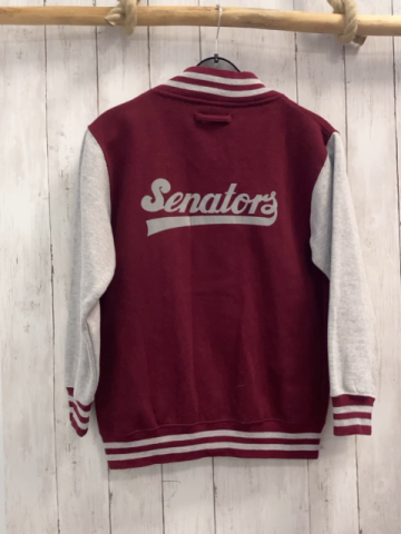  Sweatjacke  Gr. 152  rot graue Ärmel + grauer Streifenbund 