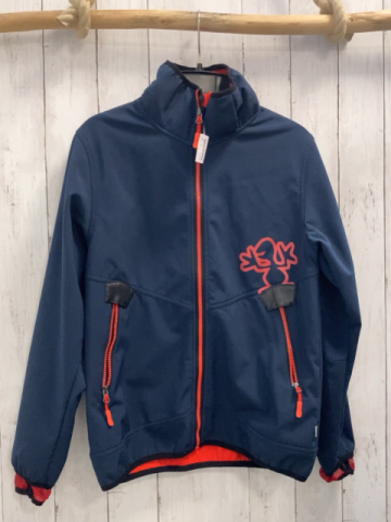 Exès  Softshelljacke  Gr. 164  blau roter Druck + Reißverschluss 
