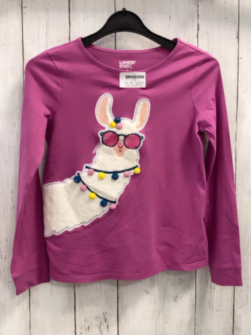 Lands´ End  Langarmshirt  Gr. 128  pflaume weißes Plüschlama mit pink Sonnenbrille 