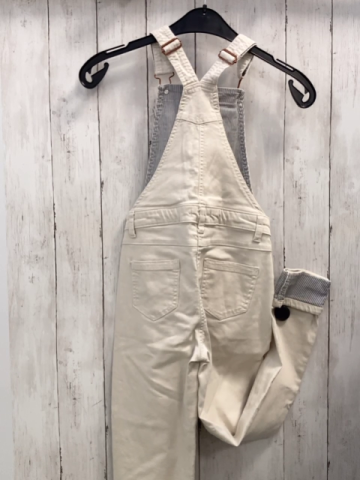   Latzhose  Gr. 140  beige + grau beige Streifensaum 