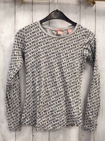 Scotch & Soda  Langarmshirt  Gr. 152  grau schwarze Schrift mit Herzen 