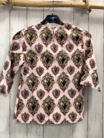 Dolce & Gabbana  Bluse  Gr. 128  weiß Ornamentdruck mit herze + pink/rosa  Umrandung 