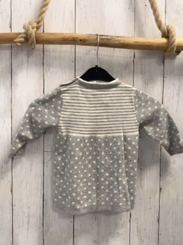 Alana  Kleid  Gr. 74  grau weiße Streifen + weiße Punkte Strick 