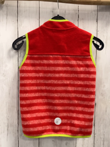 jako-o  Weste  Gr. 104  rot weiße Streifen Fleece hellgrüner Bund 