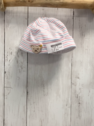 Steiff Mütze Gr. 49  weiß rosa blaue streifen