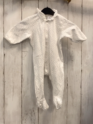 Petit Bateau  Schlafanzug  Gr. 62  weiß hellblaue Punkte 