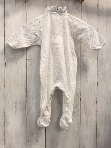 Petit Bateau  Schlafanzug  Gr. 62  weiß hellblaue Punkte 