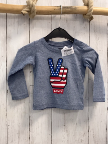 Levi´s  Langarmshirt  Gr. 68  hellblau Hand mit amerikanischem Flaggendruck 