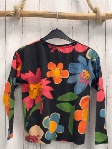 Desigual Langarmshirt Gr. 152  schwarz große bunte Blumen