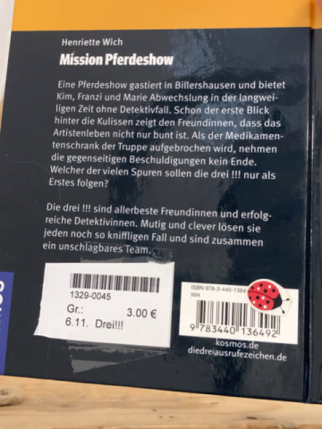 Drei!!! Buch Mission Pferdeshow 