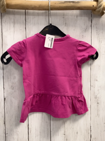   T-Shirt Gr. 74  pink Schrift mit beige hellroten Glitzerpunkten 