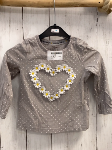   Langarmshirt  Gr. 86  grau weiße Punkte weiße Blumen