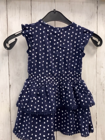   Kleid  Gr. 74  blau weiße Herzen Rüschen