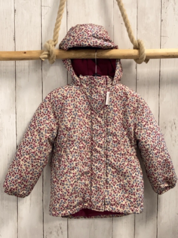 2tlg  Winterjacke  Gr. 104  beige Blumen mit Fleeceinnenjacke 