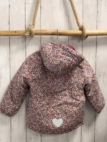 2tlg  Winterjacke  Gr. 104  beige Blumen mit Fleeceinnenjacke 