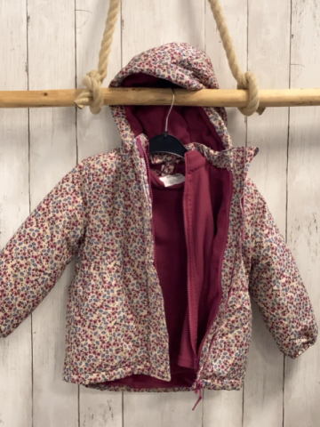 2tlg  Winterjacke  Gr. 104  beige Blumen mit Fleeceinnenjacke 