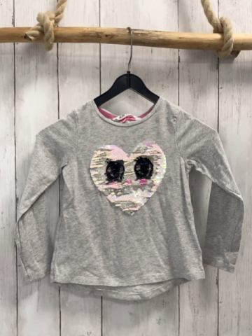 H&M  Langarmshirt  Gr. 110  grau Pailettenherz