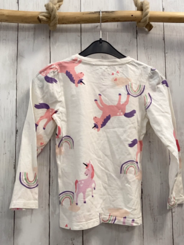   Langarmshirt  Gr. 128  weiß Einhörner Bögen Wolken 