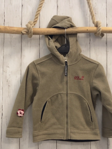 Jack Wolfskin  Fleecejacke  Gr. 116  sand Kapuze rote Schrift Blumen 