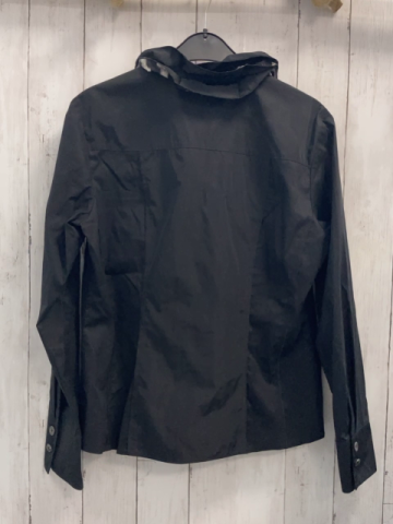 Gerry Weber  Bluse Gr. S  schwarz mit Rüschenkragen schwarz hellgrau gemustert mit schwarzem Netz 