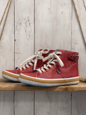 Biker Wolky  Boots  Gr. 38  rot weiße Schnürsenkel weiß ocker Sohle 
