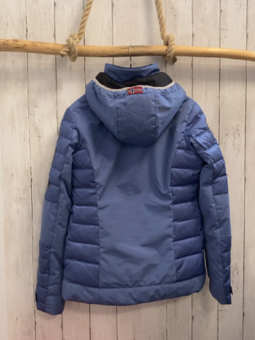 Napapijri  Winterjacke Gr. S hellblau Aufnäher silber Reißverschlüsse 