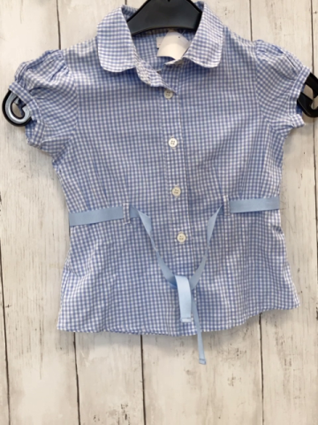 Next  Sommerbluse  Gr. 110  hellblau weiß kariert hellblaues Gürtelband 
