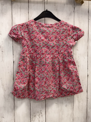 Jacadi  Sommerbluse  Gr. 116  weiß rot rosa Blumen grüne Blätter 