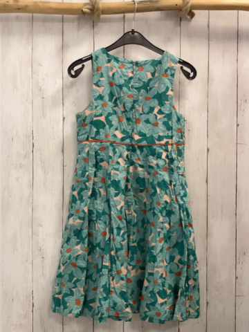 DP...aM Kleid  Gr. 140  lachs hellblau hellgrüne orange Blütten grüne Blätter 