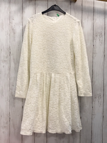 Benetton  Kleid  Gr. 158  weiß Lochmuster mit Blumen 