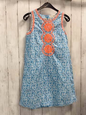 Boden  Kleid  Gr. 140  weiß hellblaue Blumen orange bestickt 