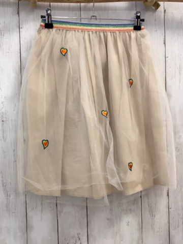 Arket  Rock Gr. 140  beige Tüllüberrok mit gestichten Herzen bunter Glitzerstreifenbund 