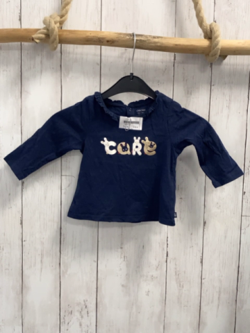 Obaibi Langarmshirt  Gr. 74  blau Schrift mit Hasen 