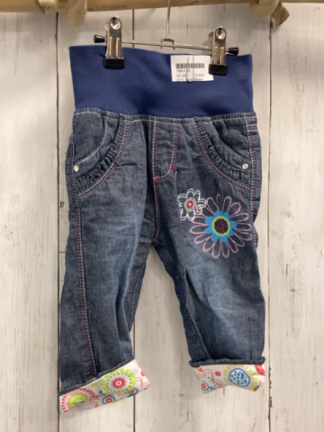 Blue Seven  Hose  Gr. 68  blau Jeans gestickte Blumen Umschlag mit Blumen 