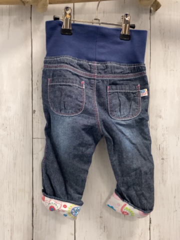 Blue Seven  Hose  Gr. 68  blau Jeans gestickte Blumen Umschlag mit Blumen 